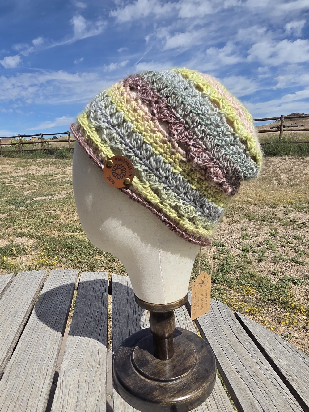 Artisan Handmade Lightweight Merino Wool Blend "Meadow Fairy" Crochet Beanie